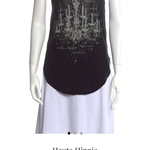 Haute Hippie Black Graphic Tank Top
